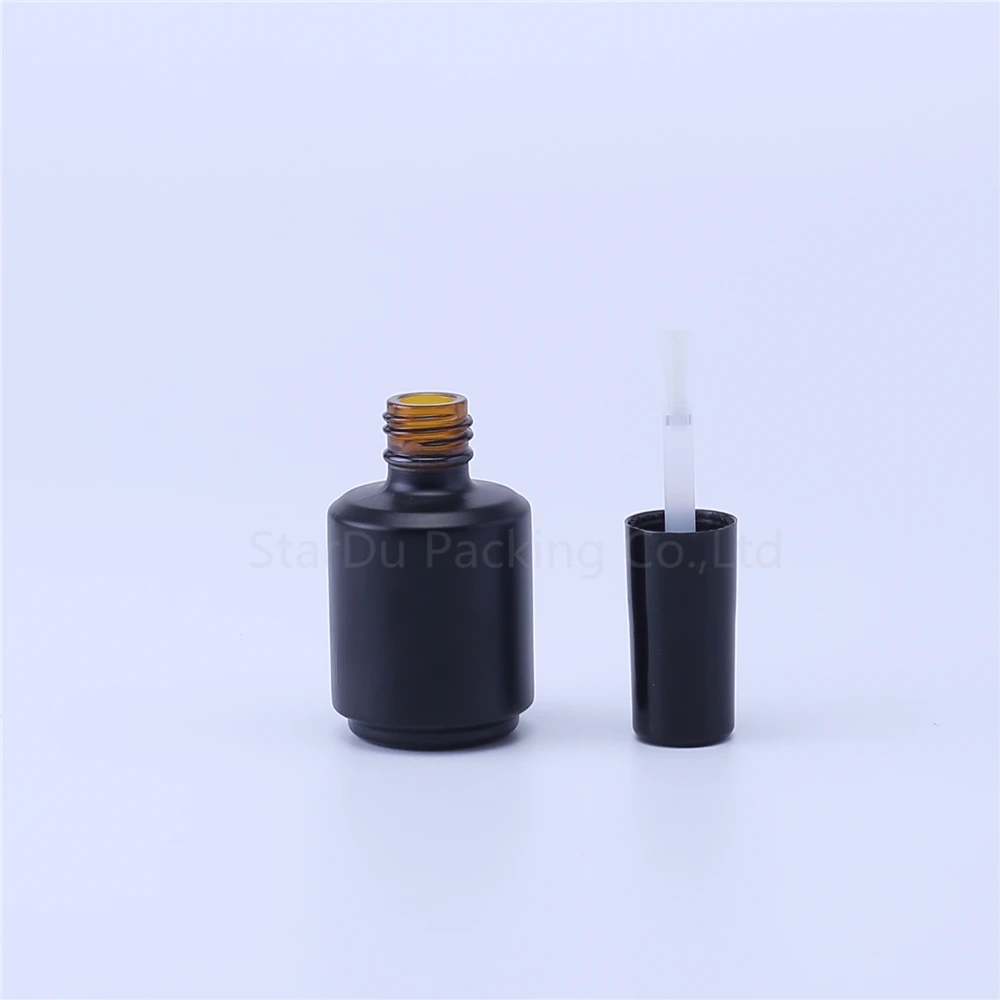 10 adet 15ml Boş Siyah oje şişesi ve Beyaz Küçük Fırça Tırnak Sanat Konteyner Cam Tırnak Yağı Şişeleri Görüntü  3