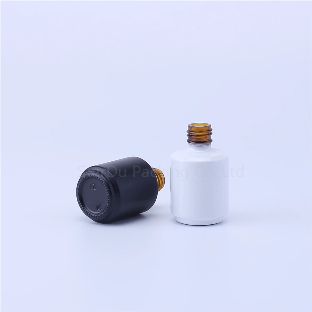 10 adet 15ml Boş Siyah oje şişesi ve Beyaz Küçük Fırça Tırnak Sanat Konteyner Cam Tırnak Yağı Şişeleri Görüntü  4