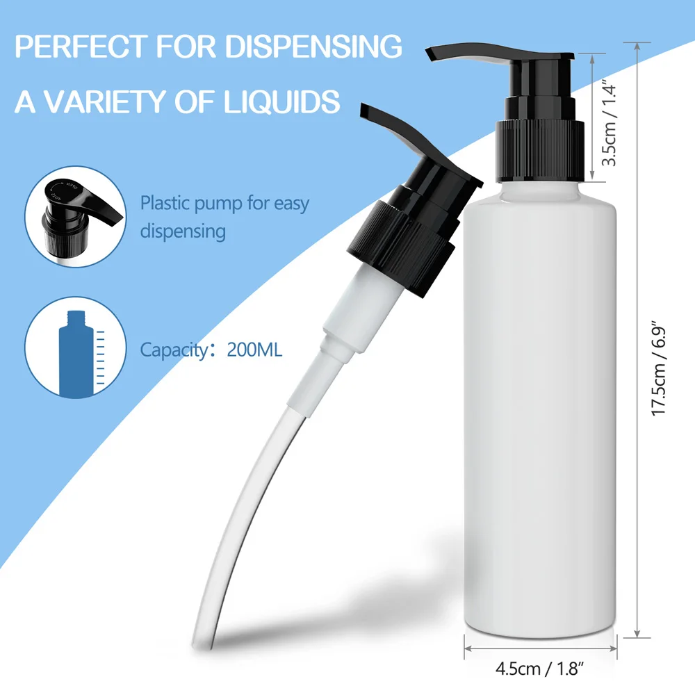 Losyon, Masaj Yağı, Şampuan ve Daha Fazlası için 200ml Doldurulabilir Plastik pompalı dağıtıcı Şişeler Bpa / lateks İçermez Görüntü  2