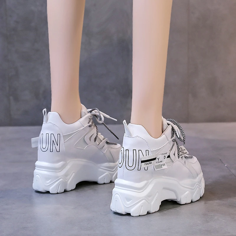 Lucyever Nefes Tıknaz Ayakkabı Kadın 2022 Moda Yükseklik Artış Platformu vulkanize ayakkabı Kadın Kalın Alt spor ayakkabı Görüntü  4