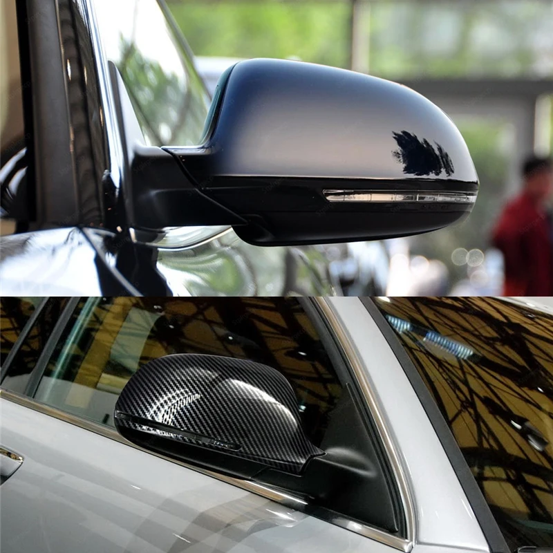 ABS Karbon Fiber Görünüm Yedek Parlak Siyah Audi A4 S4 B8 8K A5 S5 B8 8K A6 S6 4F C6 A8 S8 D3 Q3 SQ3 A3 8P Ayna Kapağı Görüntü  3