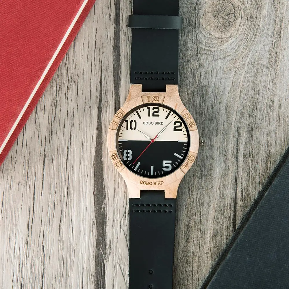 Ahşap Saatler BOBO KUŞ Orijinal Marka çift saatleri Hakiki Deri Hediye Kutusunda Özelleştirilmiş Kabul orologio uomo Görüntü  0
