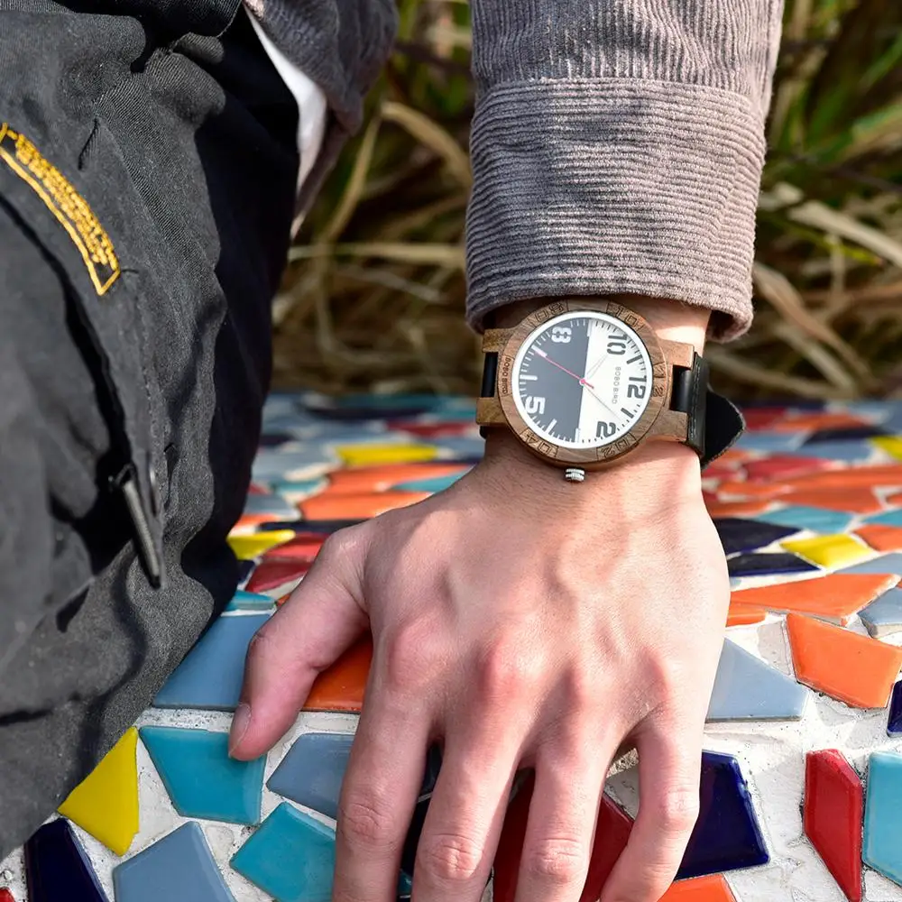 Ahşap Saatler BOBO KUŞ Orijinal Marka çift saatleri Hakiki Deri Hediye Kutusunda Özelleştirilmiş Kabul orologio uomo Görüntü  4