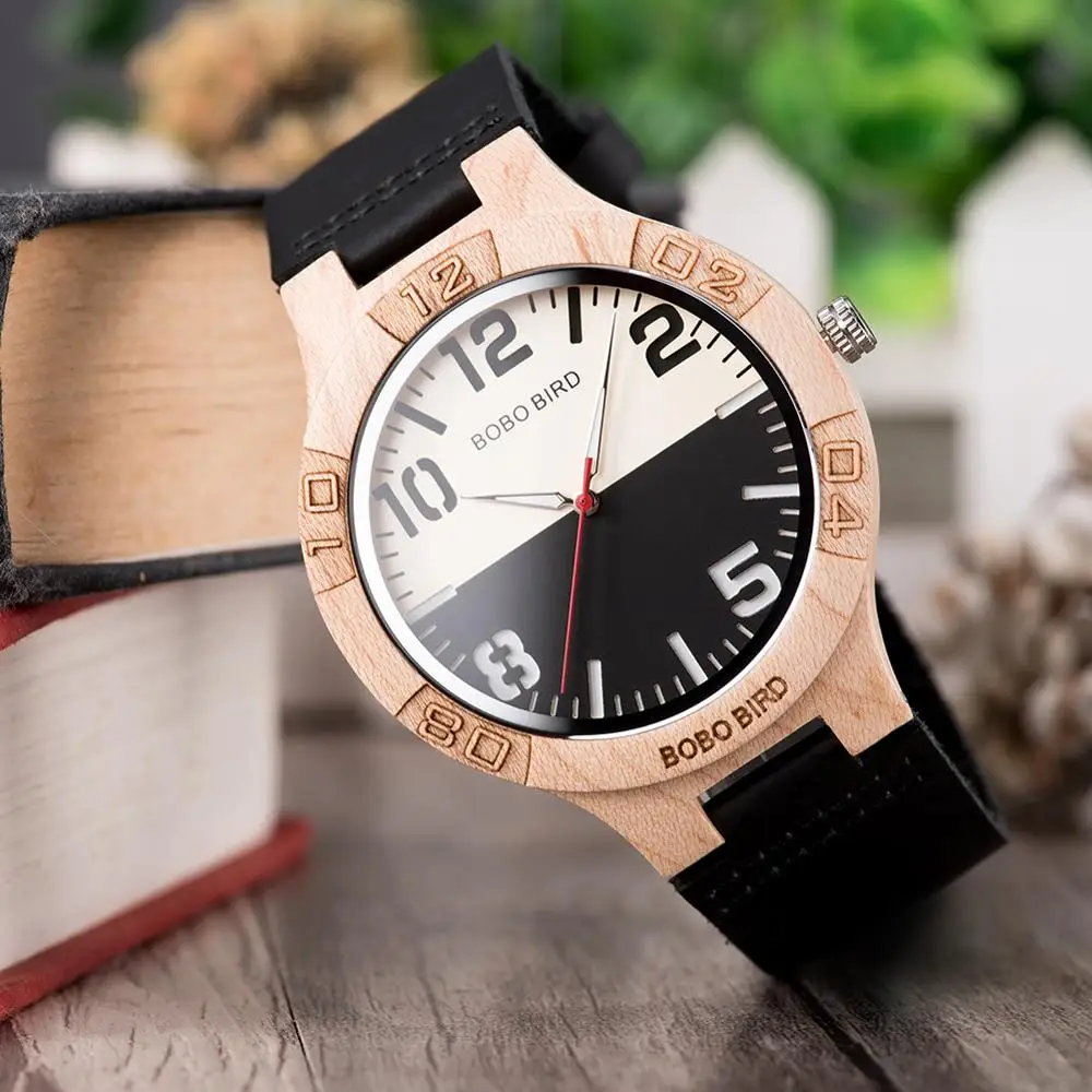 Ahşap Saatler BOBO KUŞ Orijinal Marka çift saatleri Hakiki Deri Hediye Kutusunda Özelleştirilmiş Kabul orologio uomo Görüntü  5