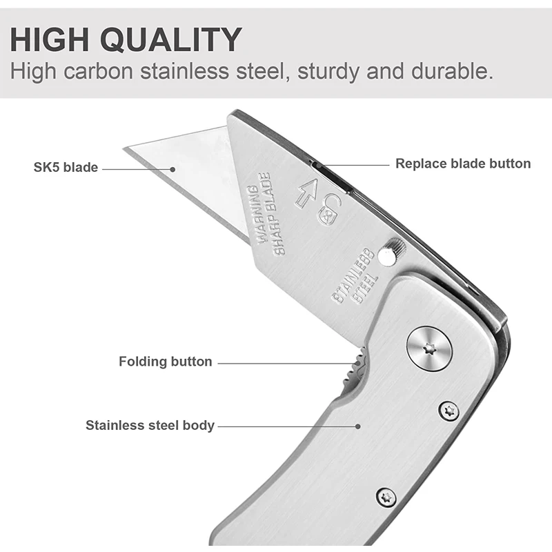 Zoecor Paslanmaz Çelik Maket Bıçağı Kat Premium Gümüş Keskin Bıçak ной Güvenlik Kesme Kutusu Kağıt Hızlı Değişim Bıçak Bıçak Sanat Görüntü  0