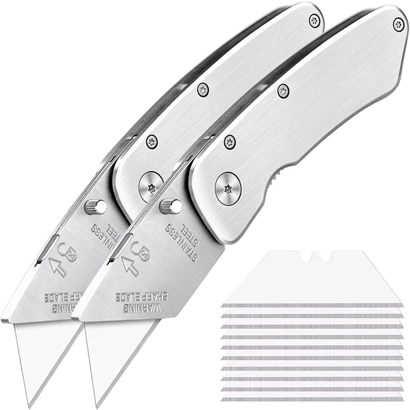 Zoecor Paslanmaz Çelik Maket Bıçağı Kat Premium Gümüş Keskin Bıçak ной Güvenlik Kesme Kutusu Kağıt Hızlı Değişim Bıçak Bıçak Sanat Görüntü  2
