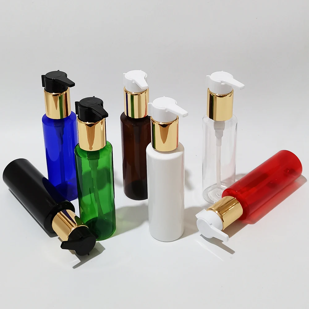 100ml Altın Losyon pompa şişeleri Siyah Beyaz şeffaf Kozmetik Konteyner Sıvı Sabunluk Doldurulabilir duş şampuanı Jel Şişe Görüntü  1