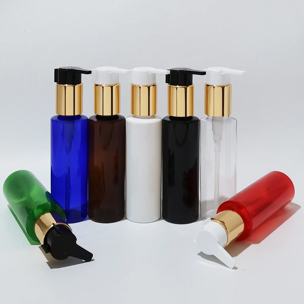 100ml Altın Losyon pompa şişeleri Siyah Beyaz şeffaf Kozmetik Konteyner Sıvı Sabunluk Doldurulabilir duş şampuanı Jel Şişe Görüntü  2