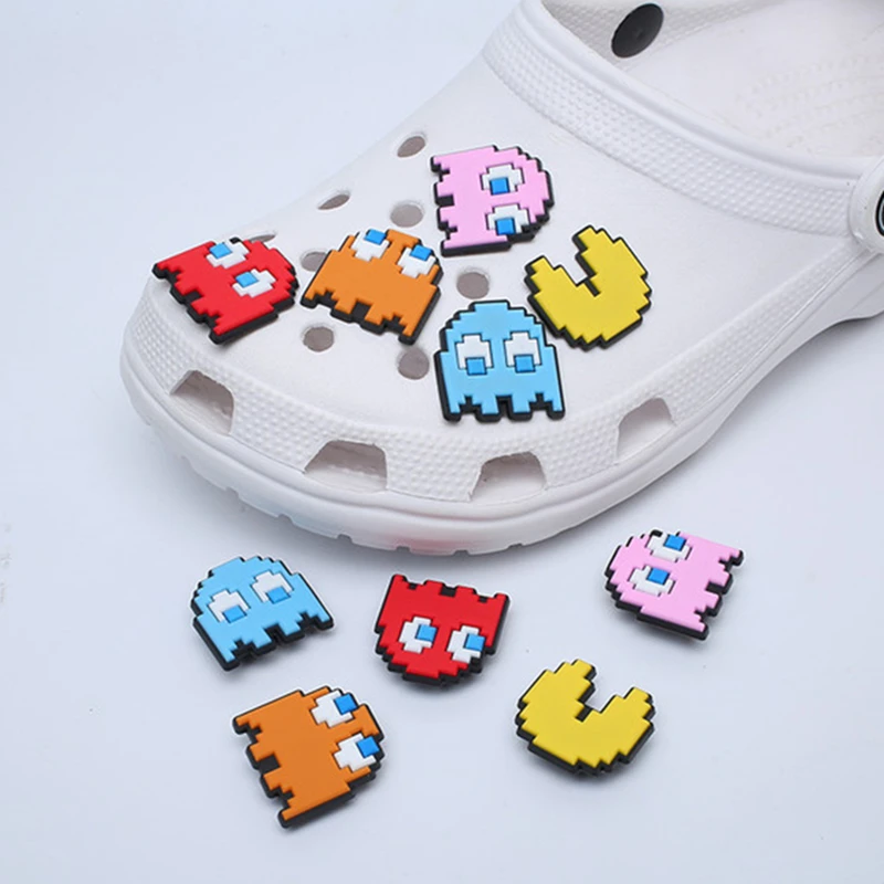 5 adet Oyun Tarzı PVC Ayakkabı Takılar Sevimli Pac-Man ayakkabı Aksesuarları ayakkabı tokası Süslemeleri fit Croc JIBZ Çocuklar X-mas Hediyeler Görüntü  0
