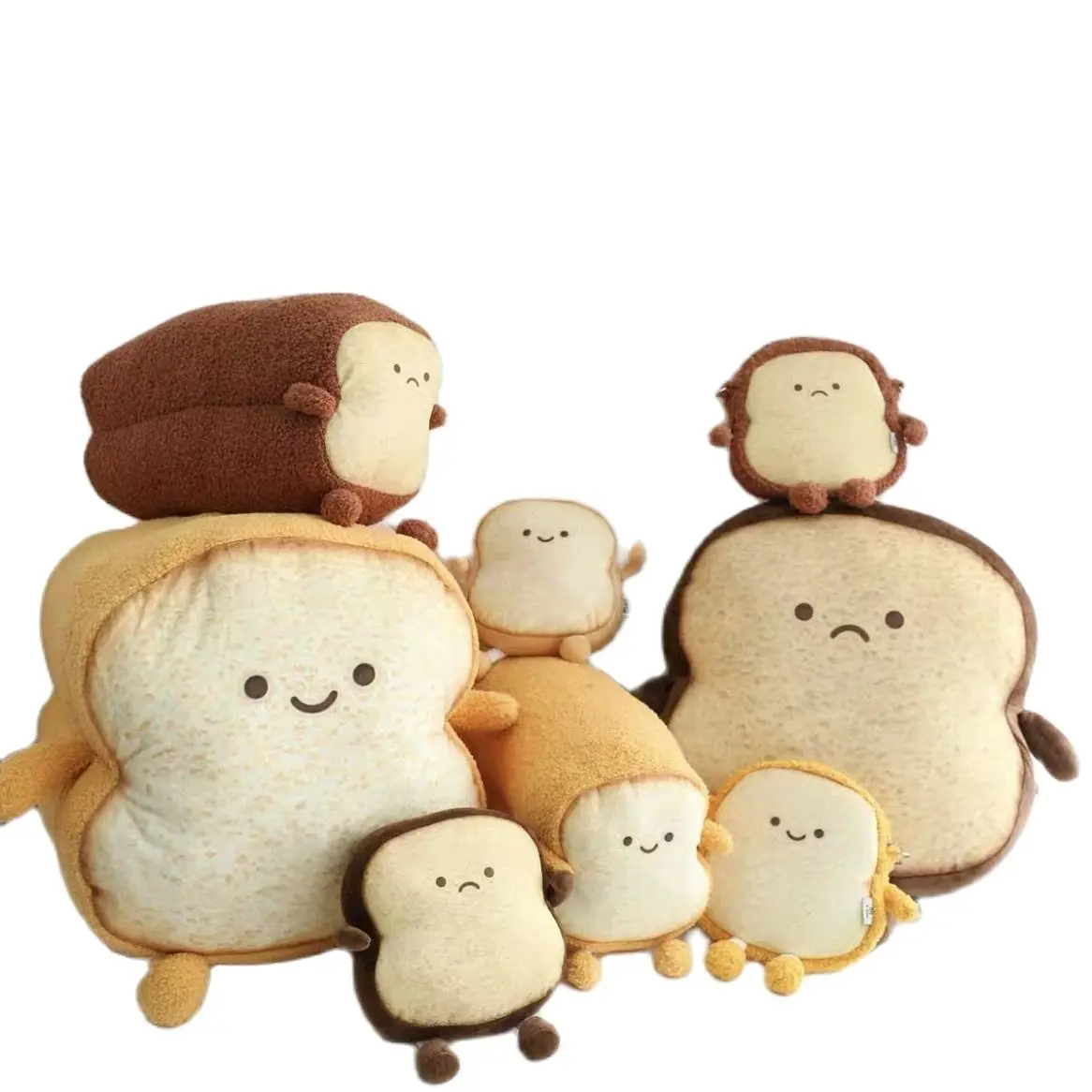 Komik Ekmek peluş oyuncak Yastık Dolması Duygu Gıda peluş oyuncak Simülasyon Dilimlenmiş Ekmek Oyuncak Yastık omuzdan askili çanta Çocuk Çantası oyuncak bebekler Görüntü  0