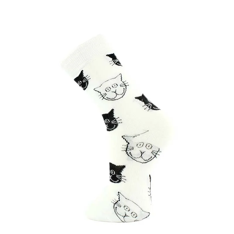 1 Çift Pamuk Çorap Kadın Nefes Sevimli Kawaii Kedi Baskı Desen Komik Çorap Rahat Sonbahar Yumuşak Sokken Görüntü  1