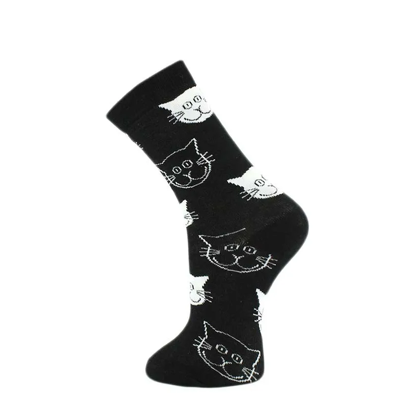 1 Çift Pamuk Çorap Kadın Nefes Sevimli Kawaii Kedi Baskı Desen Komik Çorap Rahat Sonbahar Yumuşak Sokken Görüntü  2