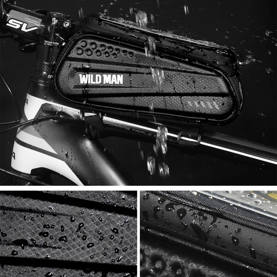 VAHŞİ ADAM Yağmur Geçirmez Bisiklet çanta çerçevesi Ön Üst Tüp Bisiklet Çantası Yansıtıcı 6.5 in telefon kılıfı Dokunmatik Ekran Çantası MTB Bisiklet Aksesuarları Görüntü  2