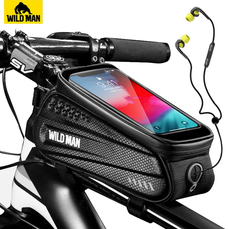 VAHŞİ ADAM Yağmur Geçirmez Bisiklet çanta çerçevesi Ön Üst Tüp Bisiklet Çantası Yansıtıcı 6.5 in telefon kılıfı Dokunmatik Ekran Çantası MTB Bisiklet Aksesuarları Görüntü  5