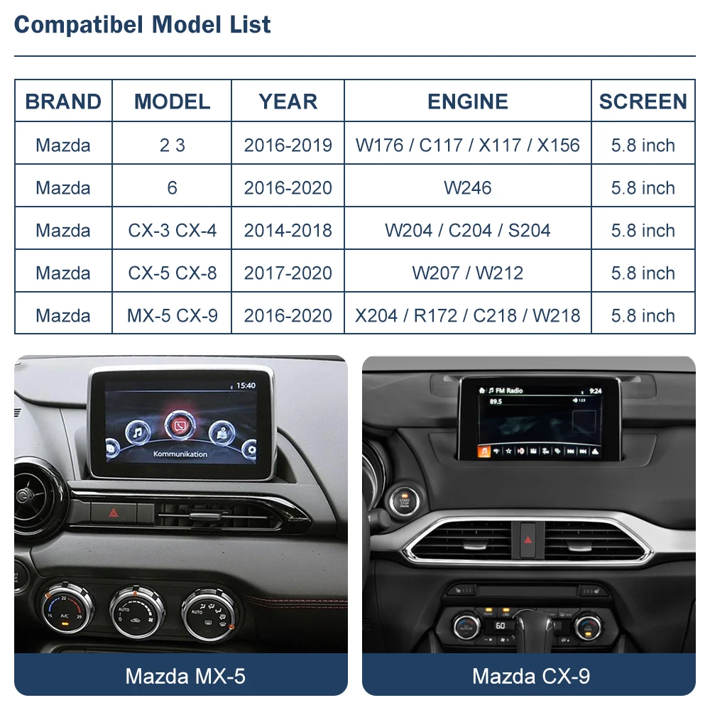 Kablolu Apple CarPlay Android Otomatik USB adaptörü Mazda MX-5 / CX-9 2016-2020 mazda bağlantı sistemi Görüntü  1