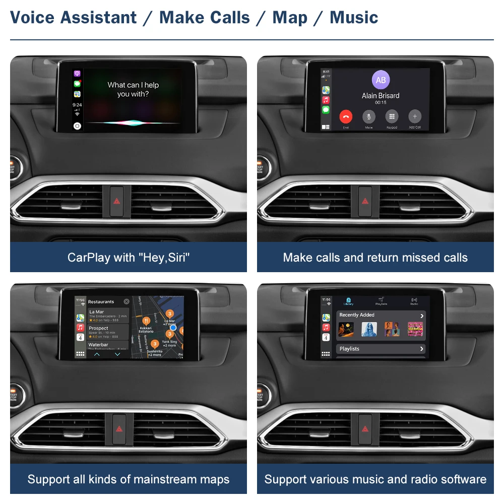 Kablolu Apple CarPlay Android Otomatik USB adaptörü Mazda MX-5 / CX-9 2016-2020 mazda bağlantı sistemi Görüntü  2