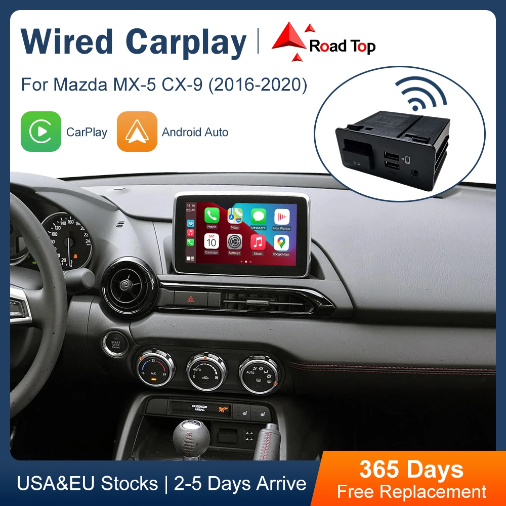 Kablolu Apple CarPlay Android Otomatik USB adaptörü Mazda MX-5 / CX-9 2016-2020 mazda bağlantı sistemi Görüntü  3