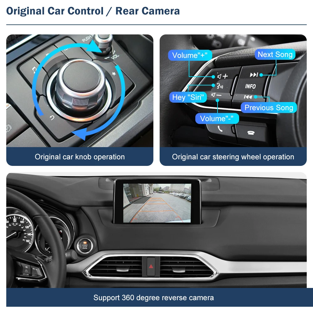 Kablolu Apple CarPlay Android Otomatik USB adaptörü Mazda MX-5 / CX-9 2016-2020 mazda bağlantı sistemi Görüntü  5