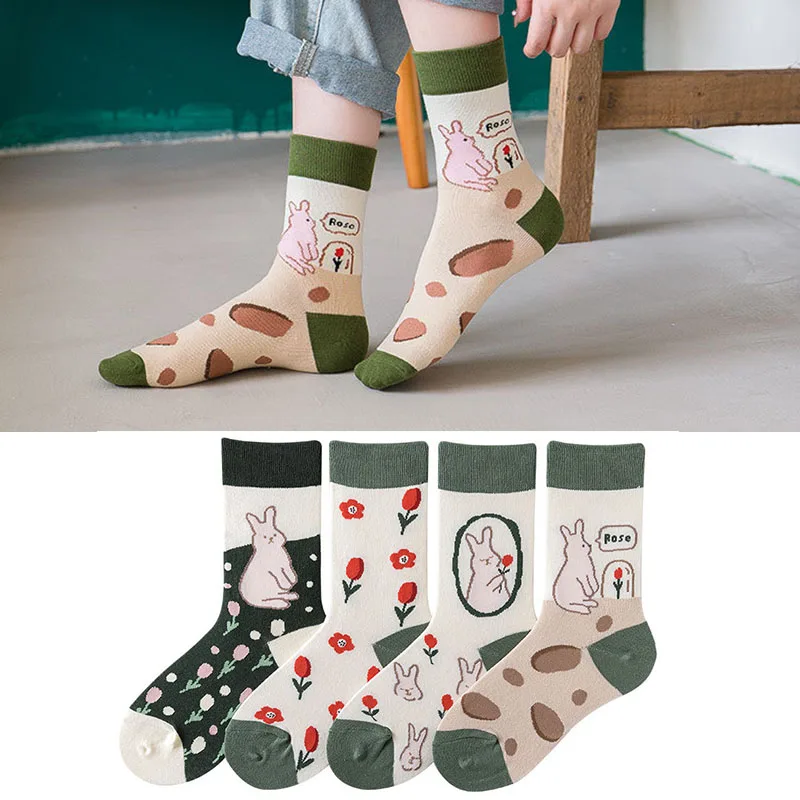 Kadın Renkli Komik Karikatür hayvanlı çoraplar Yaratıcı Bayanlar Yenilik Çılgın Çorap Moda Harajuku Hip Hop Sevimli Kawaii Tüp Çorap Görüntü  5