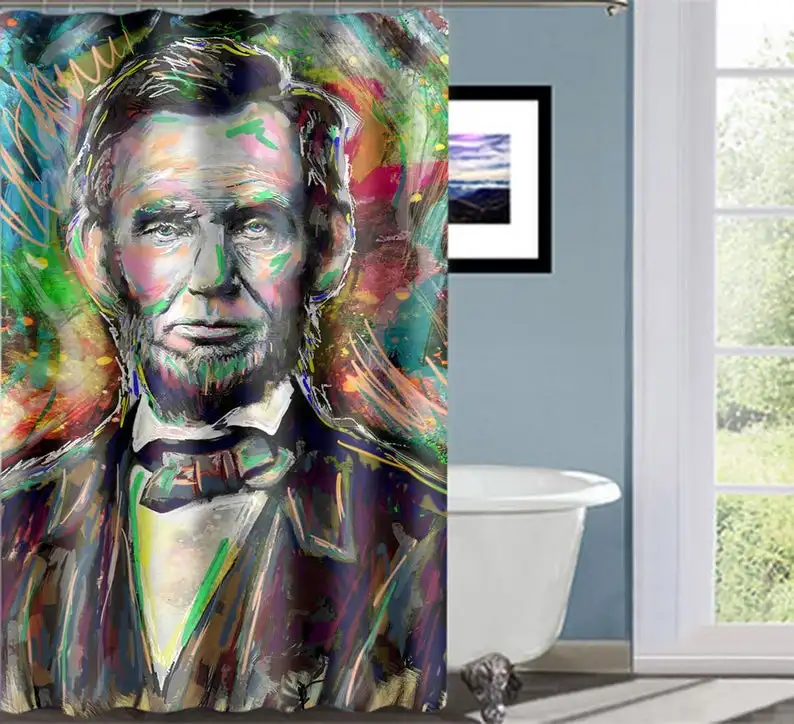 Abe Lincoln Duş Perdesi Dekor Banyo Sanatı Görüntü  2