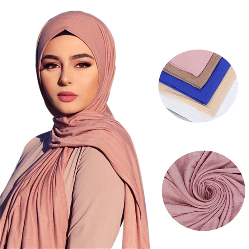 2020 Yeni Müslüman Başörtüsü Kadın Jersey Eşarp Şal Ve Sarar Düz Hicap Türban Fular Femme Arap Kadın başörtüsü Kopftuch Görüntü  4