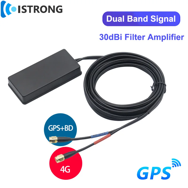Açık 4G + GPS Dual Band Anten İle 30dBi Filtre Amplifikatör Araba Uydu Navigasyon Konumlandırma Mobil Ağ Sinyal Güçlendirici Görüntü  2