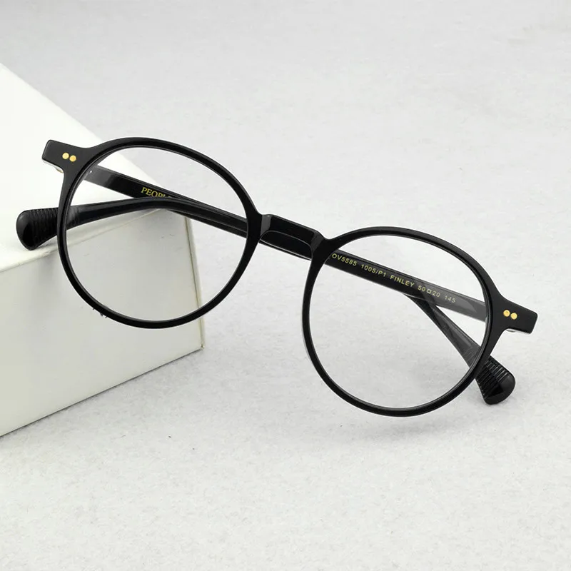 2020 Klasik OV Marka Tasarım Gözlük Çerçevesi Erkekler Asetat Retro Reçete yuvarlak Gözlük Kadınlar Optik Miyopi gözlük çerçeveleri Görüntü  0