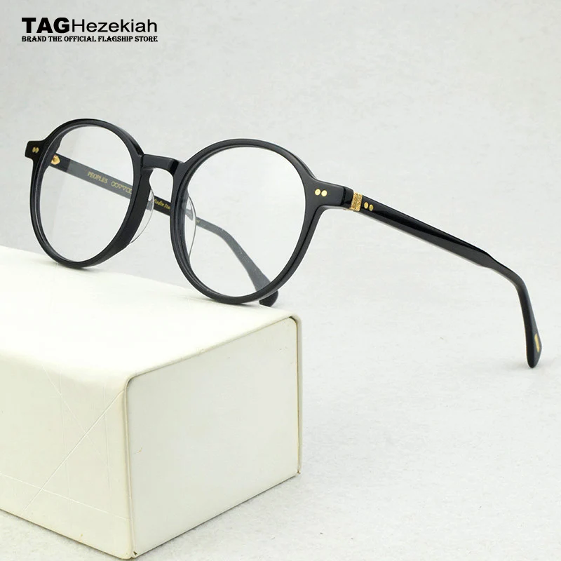 2020 Klasik OV Marka Tasarım Gözlük Çerçevesi Erkekler Asetat Retro Reçete yuvarlak Gözlük Kadınlar Optik Miyopi gözlük çerçeveleri Görüntü  4