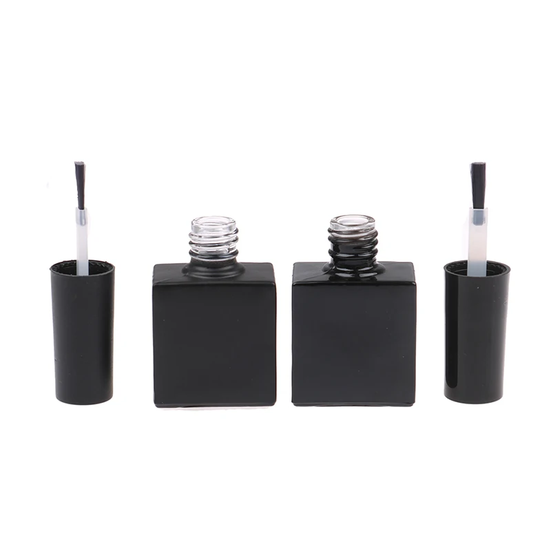 10ml Boş UV Siyah Kare oje şişesi + Küçük Fırça Tırnak Sanat Konteyner Cam Tırnak Yağı Şişeleri Görüntü  0
