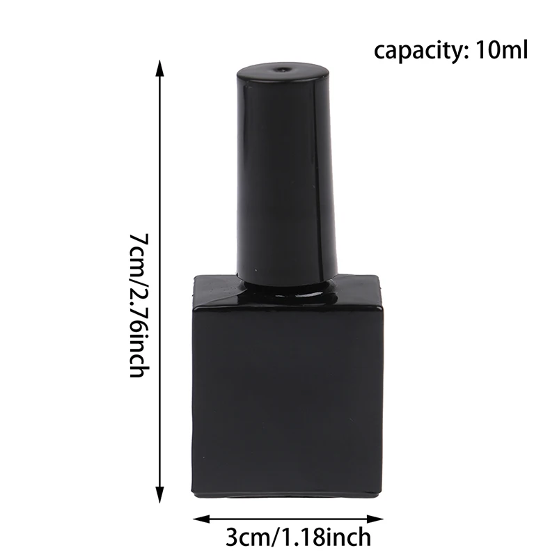 10ml Boş UV Siyah Kare oje şişesi + Küçük Fırça Tırnak Sanat Konteyner Cam Tırnak Yağı Şişeleri Görüntü  3