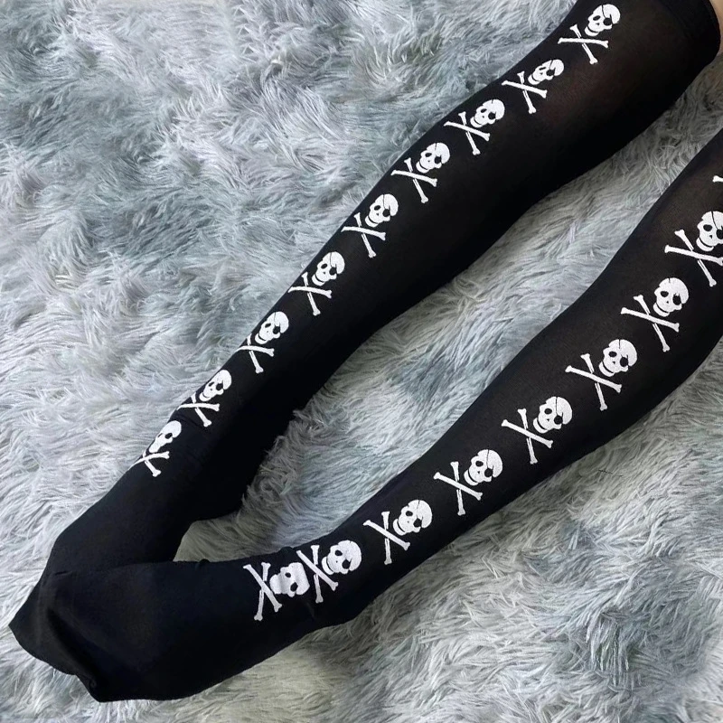 Gotik Kafatası Çorap Yarasa Koyu Uzun Seksi Çorap Cosplay Aksesuarları Dantel Çorap Harajuku Tayt JK Lolita Yüksek Jartiyer Çorap Görüntü  1