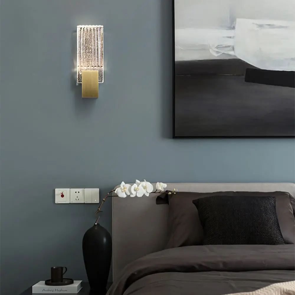 Modern Minimalist ışık lüks kristal duvar lambası paslanmaz çelik duvar lambası yeni TV duvar lambası başucu lambası sundurma koridor lambası Görüntü  1