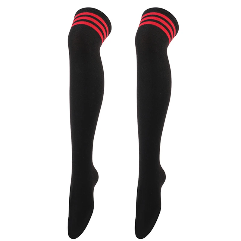 Yeni Seksi Medias Siyah Beyaz Çizgili Uzun Çorap Kadın Diz Üzerinde Uyluk Yüksek Diz Üzerinde Çorap Bayanlar Kızlar Sıcak Diz çorap Görüntü  3