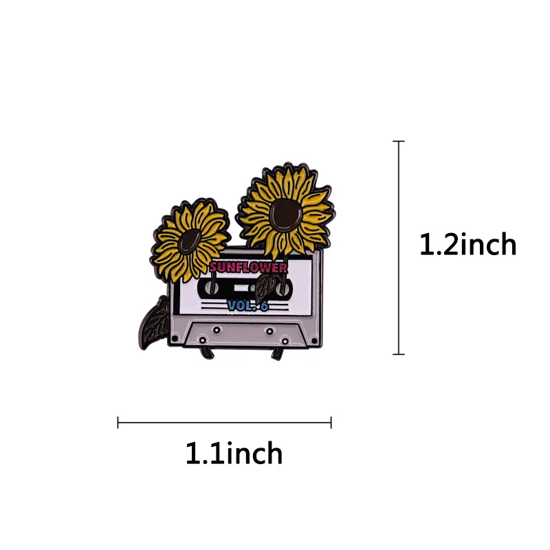 HS Stilleri Merch Ayçiçeği Cilt. 6 Mixtape Kaset Broş Pins Emaye Metal Rozetleri Yaka Pin Broş Moda Takı Görüntü  4