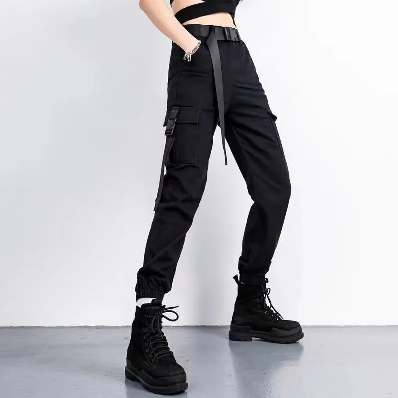 2021 Kadın kargo pantolon Elastik Bel Gevşek Streetwear Kadın Moda Ayak Bileği uzunlukta Koşu Pantolon Bayanlar rahat pantolon Harajuku Görüntü  1