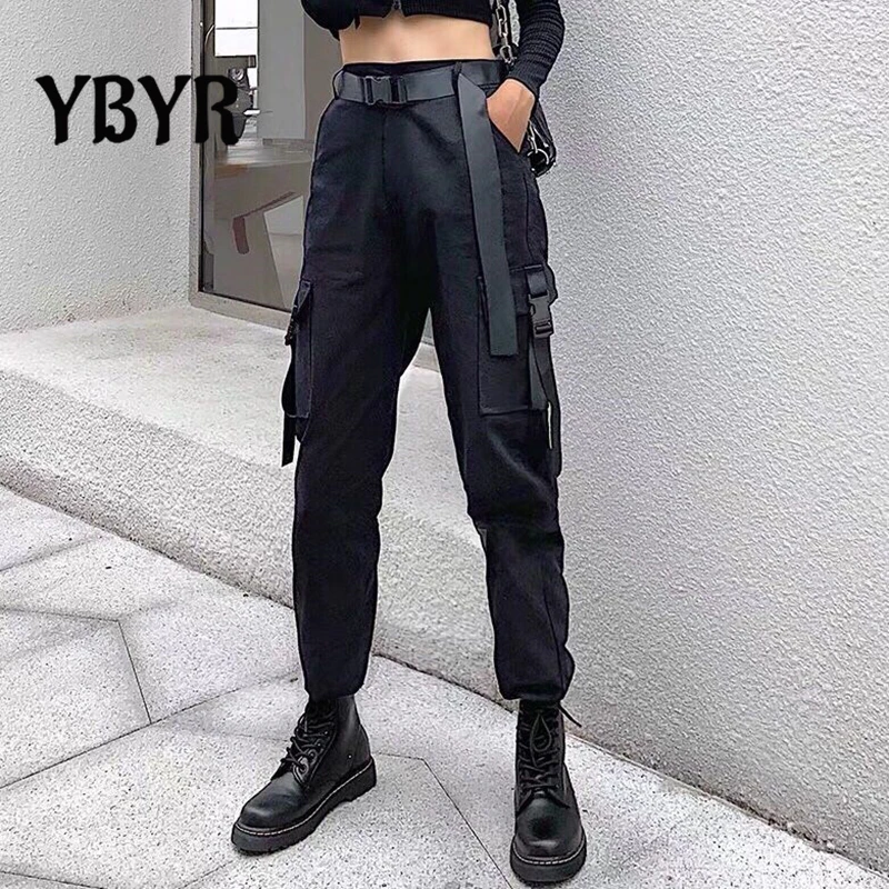 2021 Kadın kargo pantolon Elastik Bel Gevşek Streetwear Kadın Moda Ayak Bileği uzunlukta Koşu Pantolon Bayanlar rahat pantolon Harajuku Görüntü  3