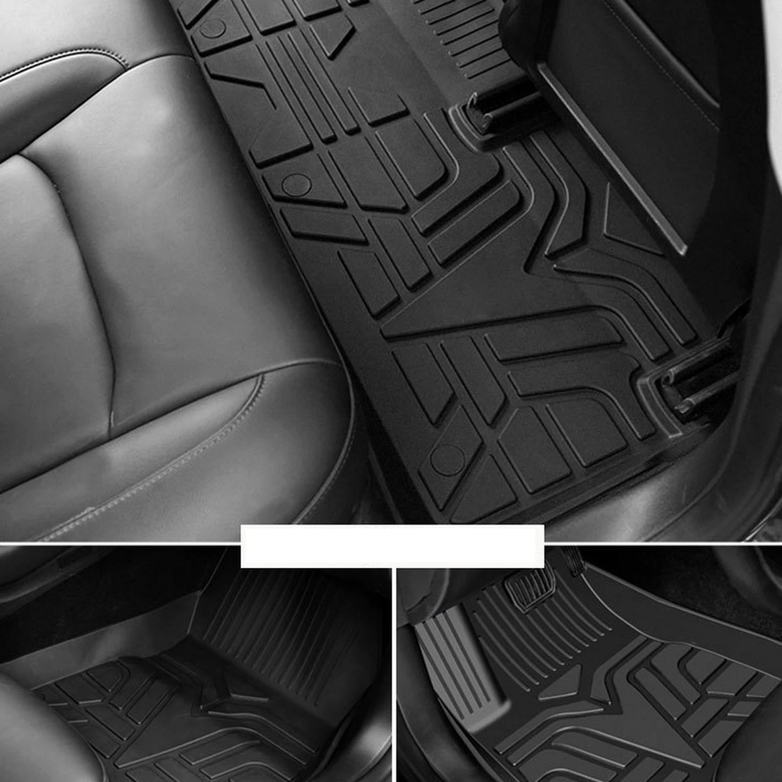 Tesla Modeli 3 2021 Araba Paspaslar TPE Ön / Arka Sıra Ayak Pedi 3D Su Geçirmez Kapak Tüm Hava Otomatik Halı Mat Görüntü  3
