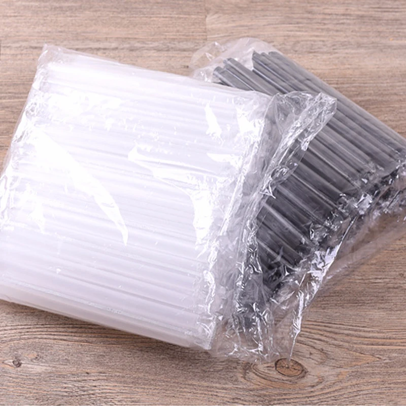 500 Adet payet plastik Tek Kullanımlık pipet Şeffaf Ayrı Ayrı paketlenmiş payet kalın Paille plastique rietjes dik Görüntü  2