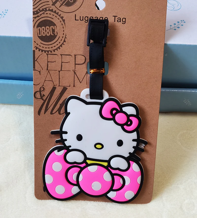Karikatür Kedi Hello Kitty Bagaj Etiketi Seyahat Çantası Bagaj Etiketi Sırt Çantası Bagaj Listesi Silikon Check-in Kartı Görüntü  1