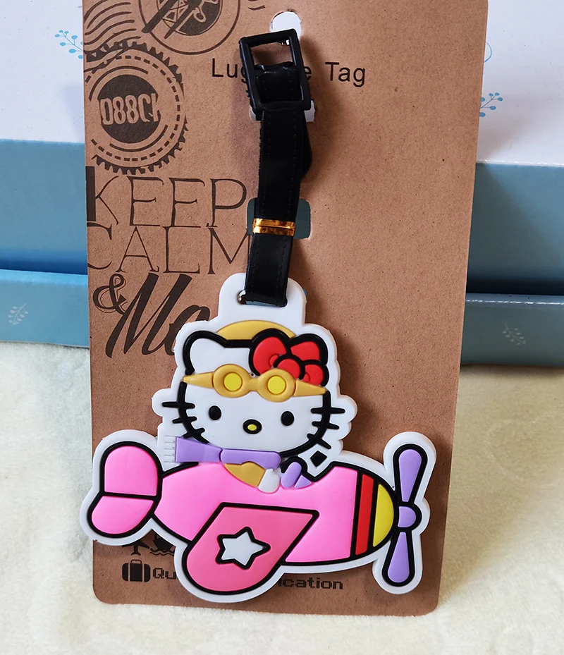 Karikatür Kedi Hello Kitty Bagaj Etiketi Seyahat Çantası Bagaj Etiketi Sırt Çantası Bagaj Listesi Silikon Check-in Kartı Görüntü  2