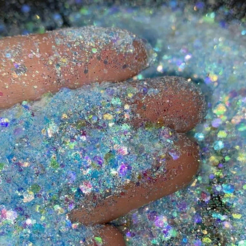 50g Opal Tıknaz Tırnak Glitter 6 Renkler altıgen Şekil Yanardöner Glitter 0.2 / 1mm Tıknaz Glitter Mix, renk Değiştiren Glitter Tırnak Görüntü  2