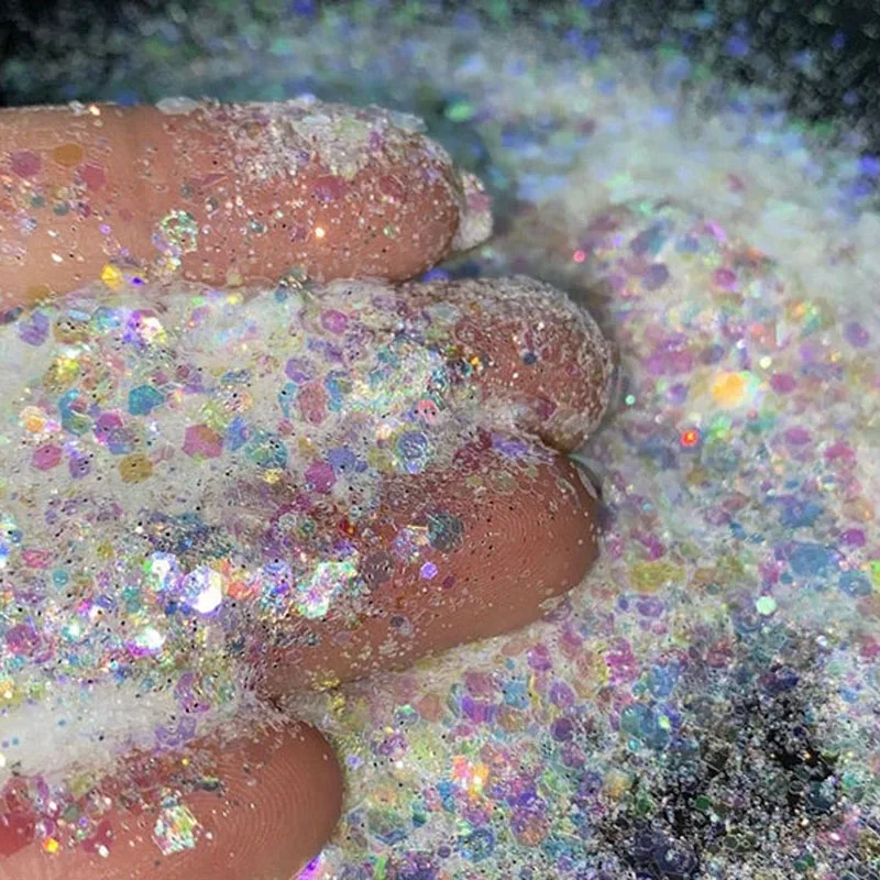 50g Opal Tıknaz Tırnak Glitter 6 Renkler altıgen Şekil Yanardöner Glitter 0.2 / 1mm Tıknaz Glitter Mix, renk Değiştiren Glitter Tırnak Görüntü  5