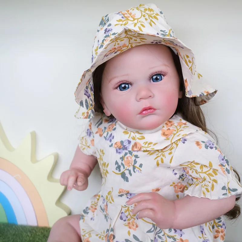 NPK 60CM Yeniden Doğmuş Bebek Yürümeye Başlayan Kız Tamamlanmış Bebek Resim El Boya Bebek Genesis Boya Yüksek Kaliteli 3D cilt Bebek Görüntü  0