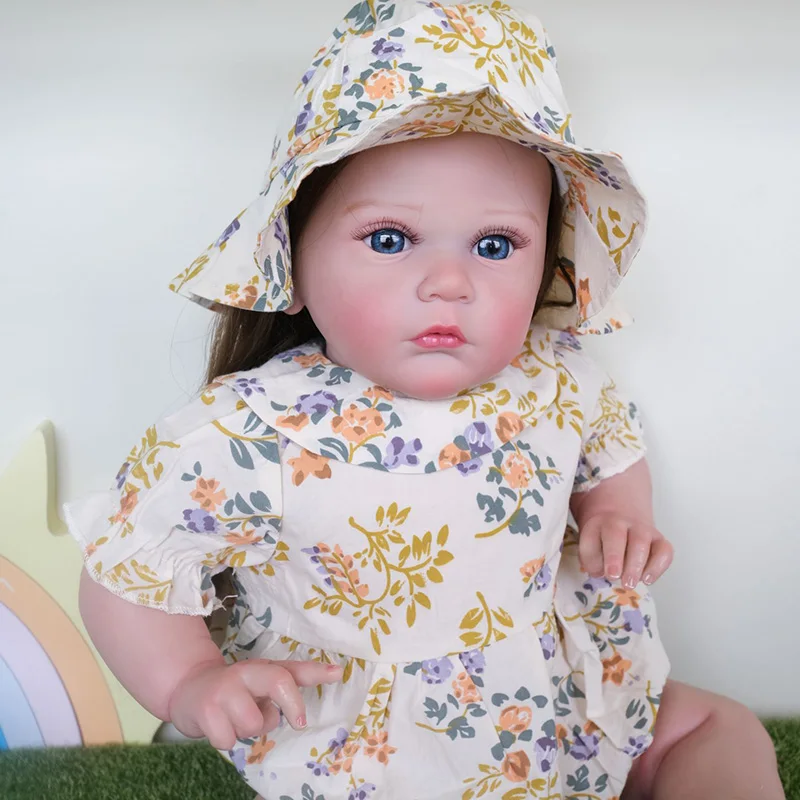 NPK 60CM Yeniden Doğmuş Bebek Yürümeye Başlayan Kız Tamamlanmış Bebek Resim El Boya Bebek Genesis Boya Yüksek Kaliteli 3D cilt Bebek Görüntü  4
