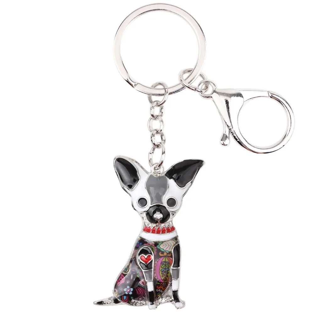 WEVENI Emaye Metal Chihuahua Anahtarlık Anahtarlık kız çocuk çantası Çanta Charm Yeni moda takı Kadınlar Için Araba Anahtarlık Aksesuarları Görüntü  2