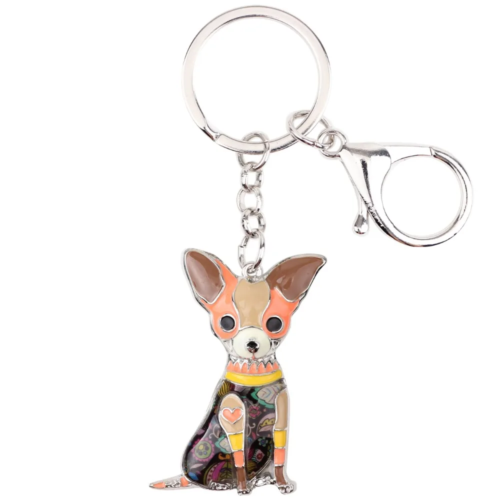 WEVENI Emaye Metal Chihuahua Anahtarlık Anahtarlık kız çocuk çantası Çanta Charm Yeni moda takı Kadınlar Için Araba Anahtarlık Aksesuarları Görüntü  3