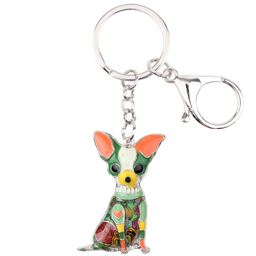 WEVENI Emaye Metal Chihuahua Anahtarlık Anahtarlık kız çocuk çantası Çanta Charm Yeni moda takı Kadınlar Için Araba Anahtarlık Aksesuarları Görüntü  4