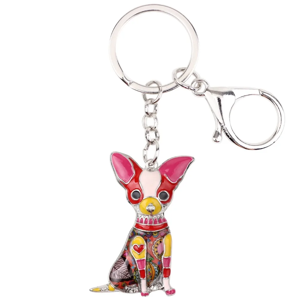 WEVENI Emaye Metal Chihuahua Anahtarlık Anahtarlık kız çocuk çantası Çanta Charm Yeni moda takı Kadınlar Için Araba Anahtarlık Aksesuarları Görüntü  5