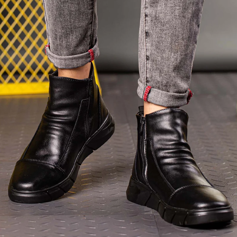 Hakiki Deri erkek Botları Güvenlik ayakkabıları Erkekler Chelsea Çizmeler Çelik Burunlu Ayakkabı İş Sneakers Yıkılmaz Ayakkabı Güvenlik Botları Görüntü  2