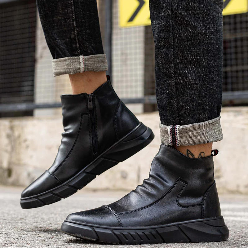 Hakiki Deri erkek Botları Güvenlik ayakkabıları Erkekler Chelsea Çizmeler Çelik Burunlu Ayakkabı İş Sneakers Yıkılmaz Ayakkabı Güvenlik Botları Görüntü  4
